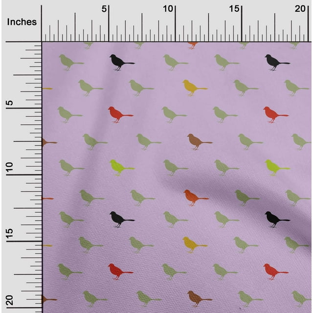oneOone Georgette Viscose Fabric Artistic Bird Printed Fabric 1 Yard 42 Inch Wide