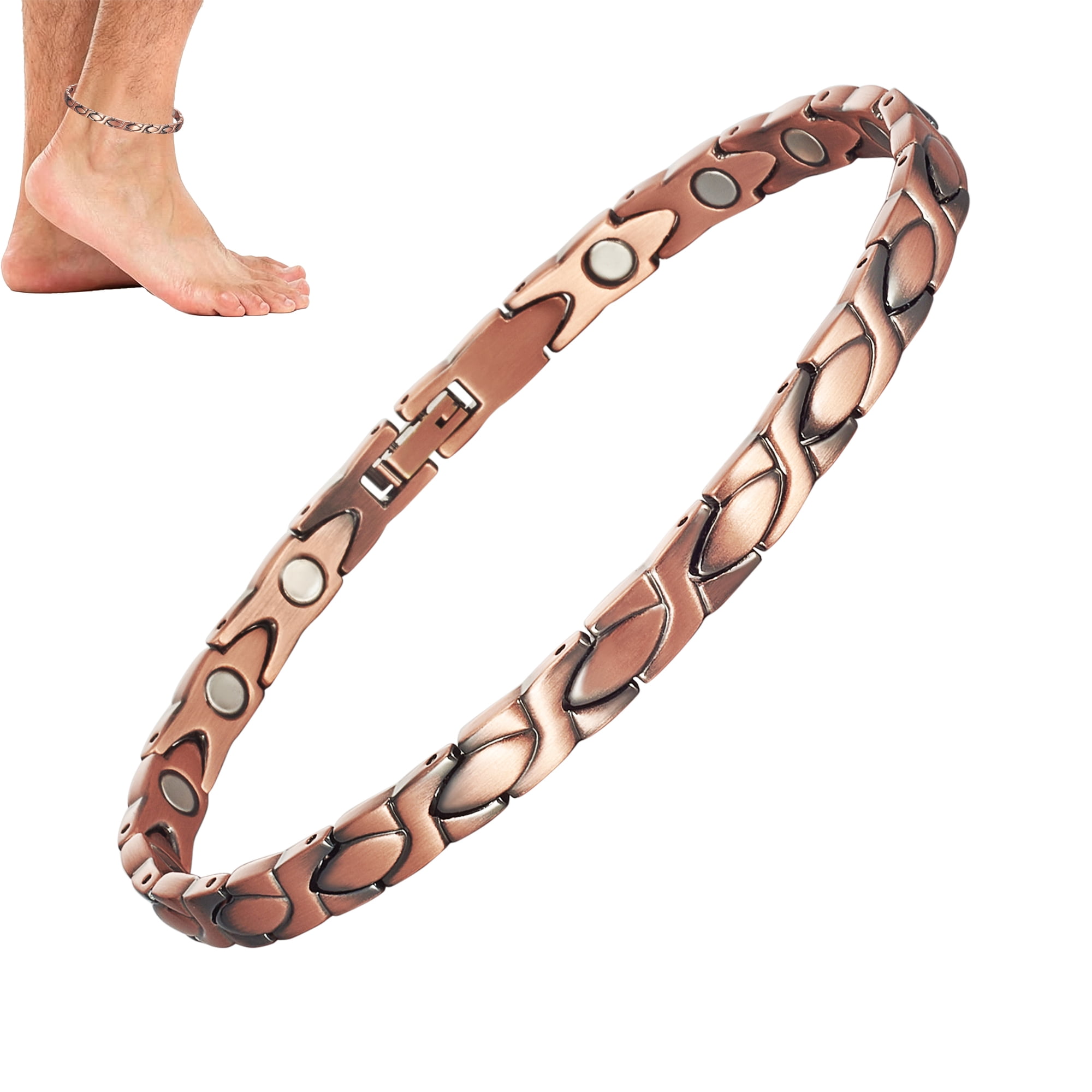 99.9% Pure Copper Magnetic Anklets, Ankle Bracelet Jewelry for Women, 9.76 Inches Adjustable, Gift for Mom and Wife