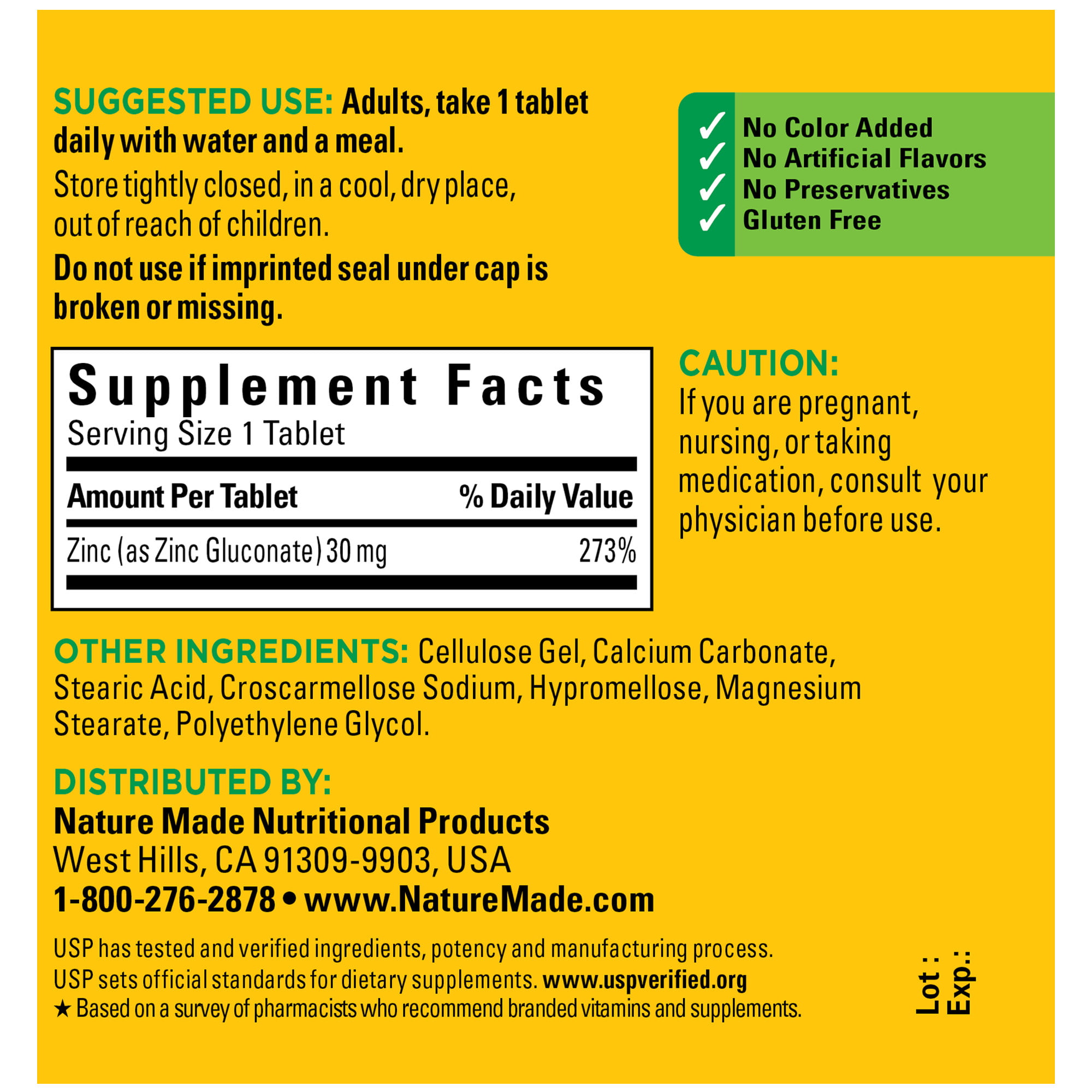 Nature Made Zinc 30 mg Tablets, 100 Count - Walmart.com