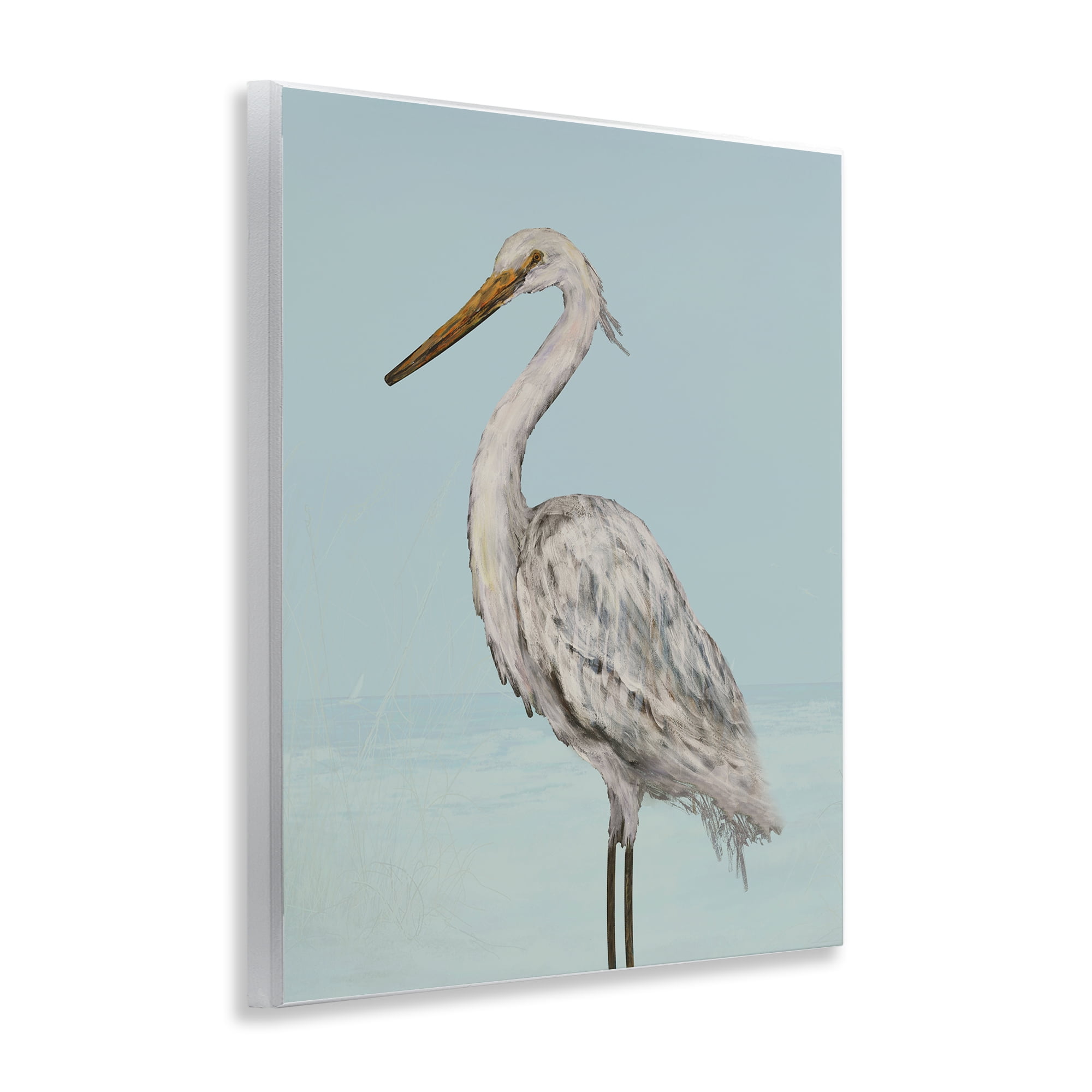 Stupell Industries Coastal Heron Muted Blue Wall Plaque Art, design by Julie DeRice