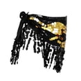 thumbnail image 1 of Pañuelo de cadera para danza del vientre, disfraz con lentejuelas y falda con borlas para fiesta en club, mujeres y niñas Oro negro, 1 of 8