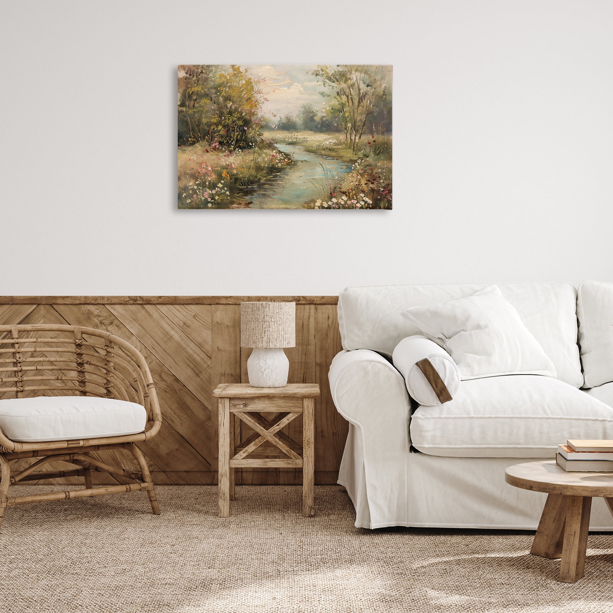 Stupell Industries Spring Stream Landscape Landscape & Nature Painting Wrapped Canvas Art Print Wall Art, 30 x 20