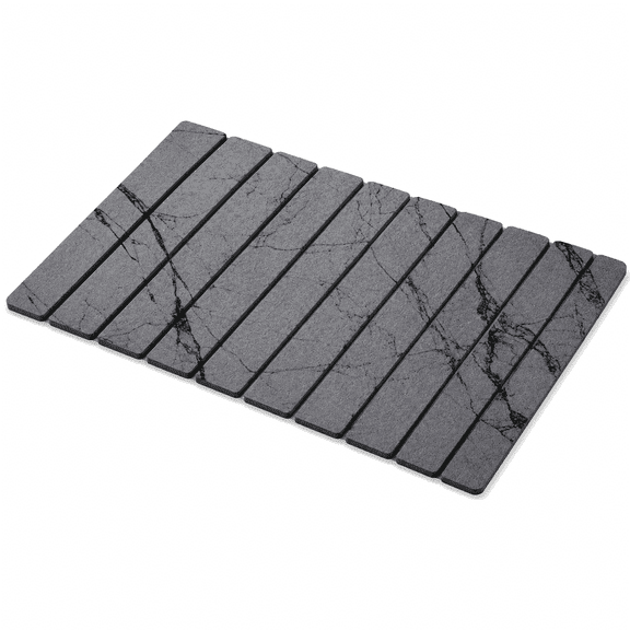 TUOBOS Foldable Stone Bath Mat, 23.6 x 15.4 in Quick Dry Absorbent Non Slip Shower Mat, Gray