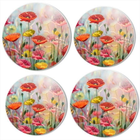 

Bahomeck Electric Stove Burner Covers Set Of 4 Colorful Poppy Field In The Meadow With Blooming Metal Gas Stove Burner Covers Protecting Gas Stoves 8 Inch And 10 Inch
