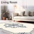 thumbnail image 2 of ODIKA 6'x9' Machine Washable Non-Slip Area Rug, Minimalist Medallion Scrollwork with Ornate Filigree Accents High Traffic Rug, Ivory, 661303, 2 of 7