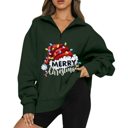 

Hot Sale Clearance Juebong Women Long Sleeves Fall Tunic Top Shirts Christmas Printing V Neck Loose Pullover Sweatshirt Tunic Tops