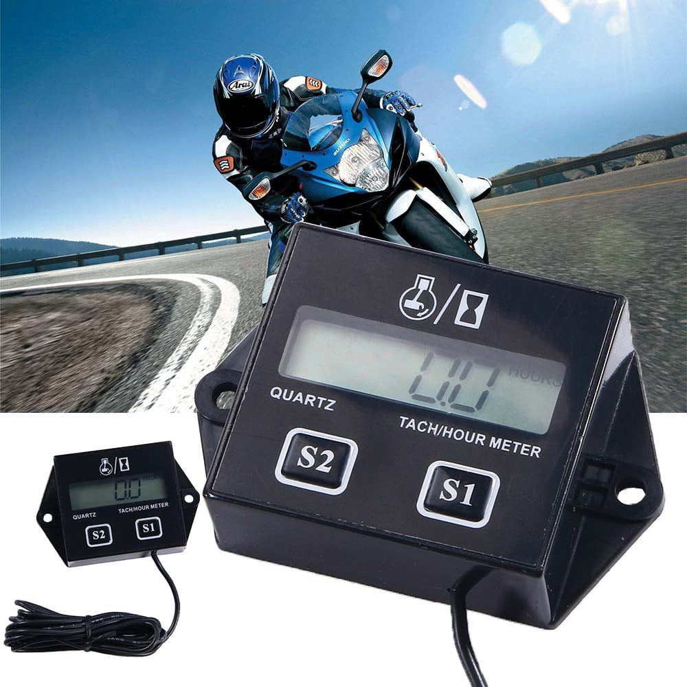 Small Digital Engine Tachometer Hour Meter Gauge Track Oil Change Inductive Hour Meter for Boat Lawn Mower Motorcycle Outboard Snowmobile Chainsaws