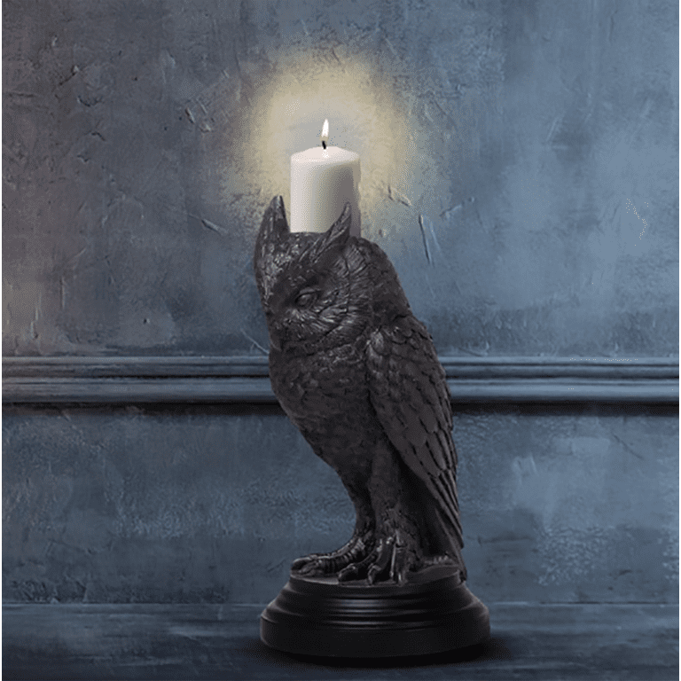 Joefnel Gothic Owl Candle Stick Holder, Black Resin Candle Holder Candle  Stand, Occult Dark Gothic Home Decor Accessory, Halloween Candlestick  Decoration for Home Garden (Owl) 