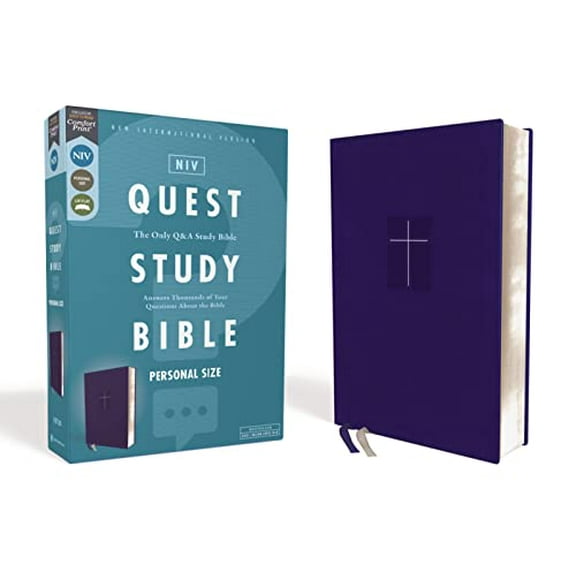Pre-Owned Niv, Quest Study Bible, Personal Size, Leathersoft, Blue, Comfort Print: The Only Q and A Study Bible Paperback