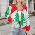 thumbnail image 3 of Jackets for Women Winter Coat Jackets Flannel Stand Collar Jacket(Lebanon Flag,Size:S-4XL), 3 of 7