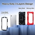 thumbnail image 3 of SaniMore Case for Samsung Galaxy Tab A9 8.7" 2023 SM-T550/P550, Shockproof Shoulder Strap 360° Rotating Handle Bracket Pencil Holder Tri-layer Hybird Anti-drop Kids Shell, Black+Red, 3 of 9
