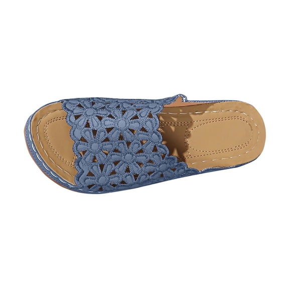 ATENAR Womens Sandals,Sandals Women,Casual,Slip-On,Wide,Wedge,Blue,6