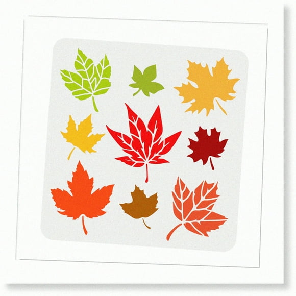Autumn Maple Leaves - 11.8x11.8inch Plastic Leaf Pattern for DIY Farmhouse Home Decor - Reusable Fall Leaf Stencils for Wood, Floor, and Wall Painting