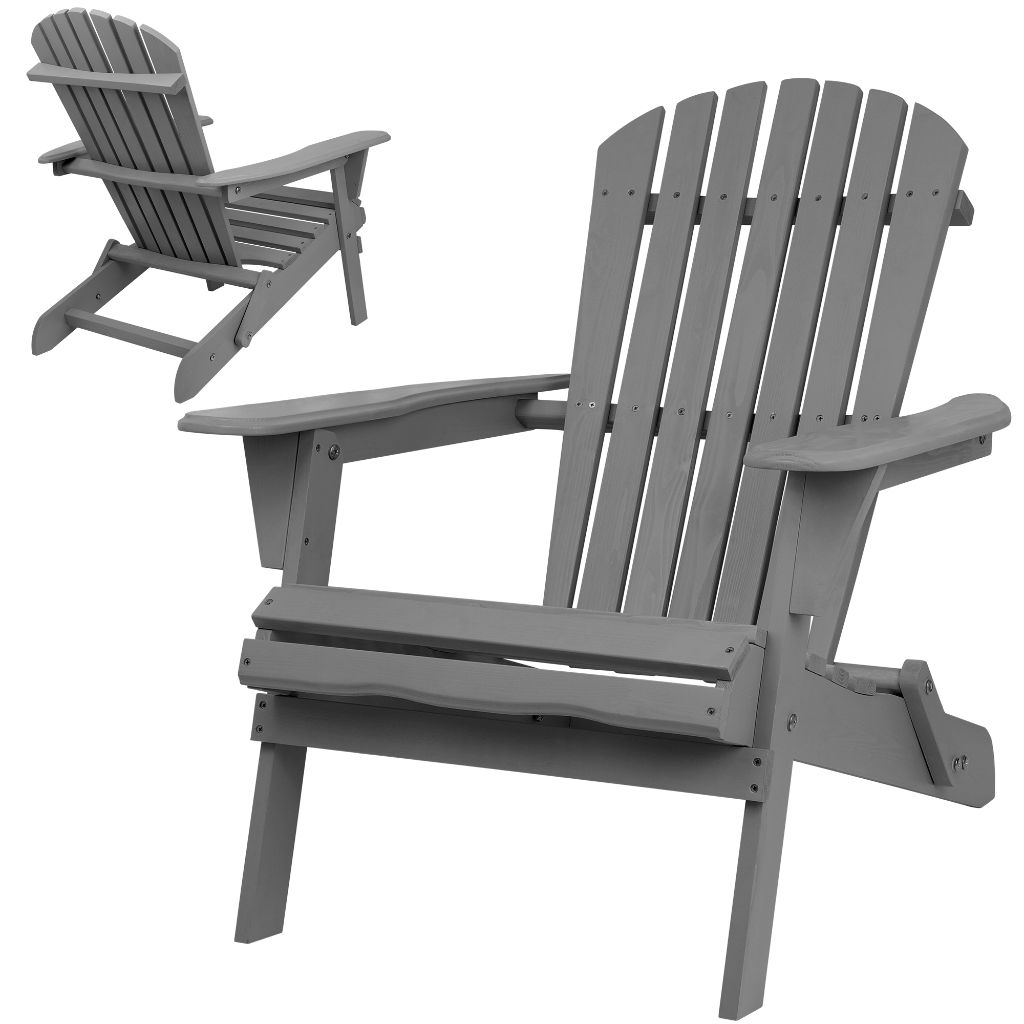 Outdoor Adirondack Chair, Wood Patio Chair Folding Design, High Backrest Fire Pit Lounge Chair for Backyard Porch Poolside Deck, Half Assembled, 1 PCS - image 3 of 10