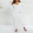 thumbnail image 3 of Women Long Sleeve Bodycon Sweater Dress Ribbed Knit Slim Fit Maxi Long Dress, 3 of 6