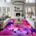 thumbnail image 3 of Large Area Rugs for Living Room Bedroom, Watercolor Flowers 6'x9' Rug Washable Carpet Runner Indoor Outdoor, Spring Floral Country Pink Purple Non Slip Floor Mats Rug for Kitchen, Playroom, 3 of 8