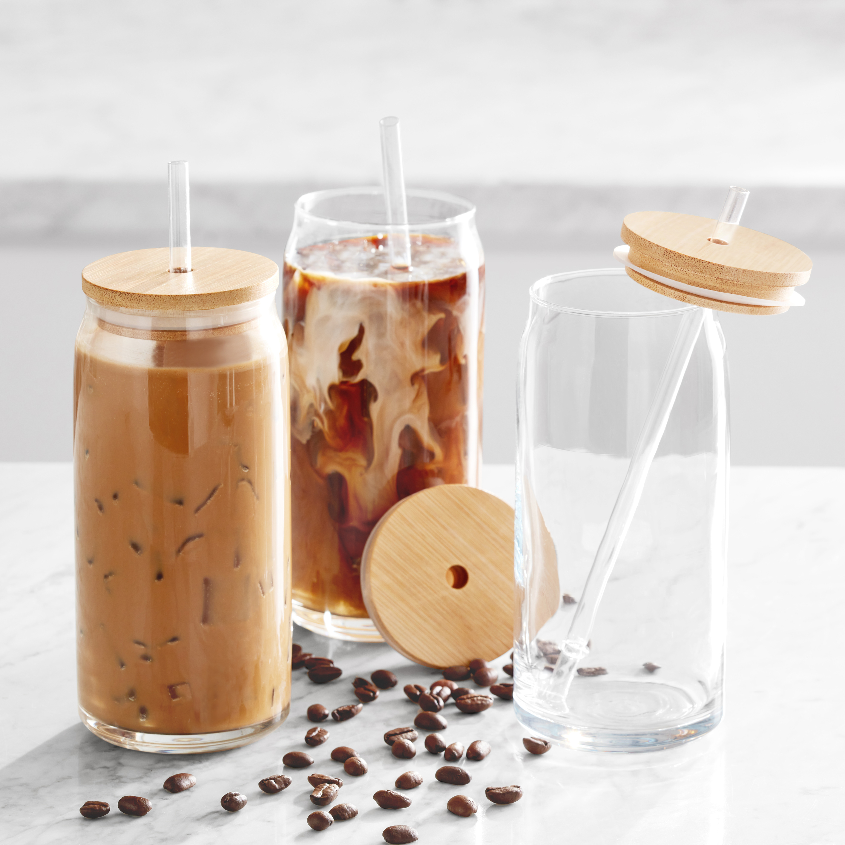 Mainstays Briar Can Glass Drinkware Set, 20 oz, 4-Piece photo 3