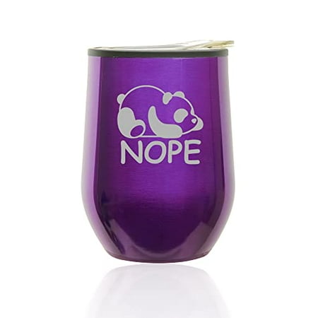 

Stemless Wine Tumbler Coffee Travel Mug Glass with Lid Panda Nope Funny (Royal Purple)