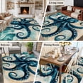 thumbnail image 5 of 6'x9' Area Rugs, Teal Blue Octopus Indoor Outdoor Area Rug for Living Room Bedroom, Summer Coastal Beach Wave Washable Bathroom Rugs Kitchen Floor Carpet Mats Home Decor Aesthetic, 5 of 8