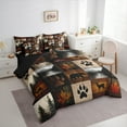 thumbnail image 3 of Manfei Woodland Bear Deer Bedding Comforter Set 7-Piece, Nature Mountain Tree Full Bedding Set, Lake House Checkered Fitted Sheet Flat Sheet, Microfiber Bedroom Decor, 3 of 8