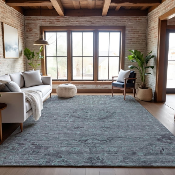 Addison Rugs Mayfield Premium Machine Washable Traditional Global Teal Rectangle Rug, 10' x 14'