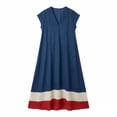 thumbnail image 6 of Dresses for Women Jerdar Womens Linen Maxi Dress V-Neck Contrast Trim Spaghetti Straps Summer Outfits Sleeveless Long Dresses Women's Maxi Dress L, 6 of 6