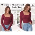 thumbnail image 4 of ANRABESS Long Sleeve Shirts for Women Ribbed Knit Slim Fitted Casual Tops Scoop Neck Basic Tee Spring Fall Fashion Clothes Beige Medium, 4 of 9