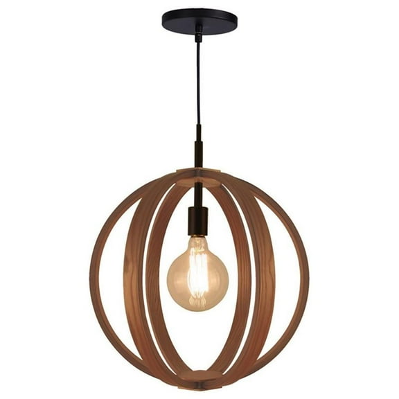 Woodbridge Lighting Celestial 1 Light Wood/Metal Pendant in Bronze/Ash