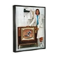thumbnail image 3 of Stupell Industries Vintage Sports TV Ad Woman Beauty & Fashion Painting Black Floater Framed Art Print Wall Art, 3 of 6