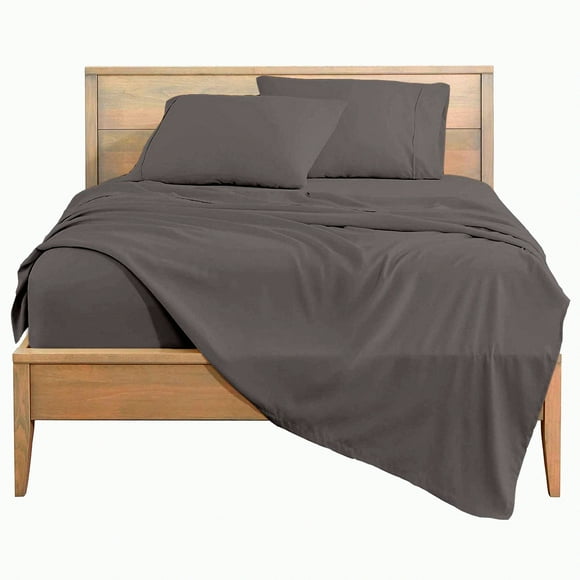 Luxury Microfiber Bedding Set - Soft Breathable Sheets & Pillowcases - Deep Pocket Twin Size Dark Grey Solid - Hotel Quality 4 Piece Kit