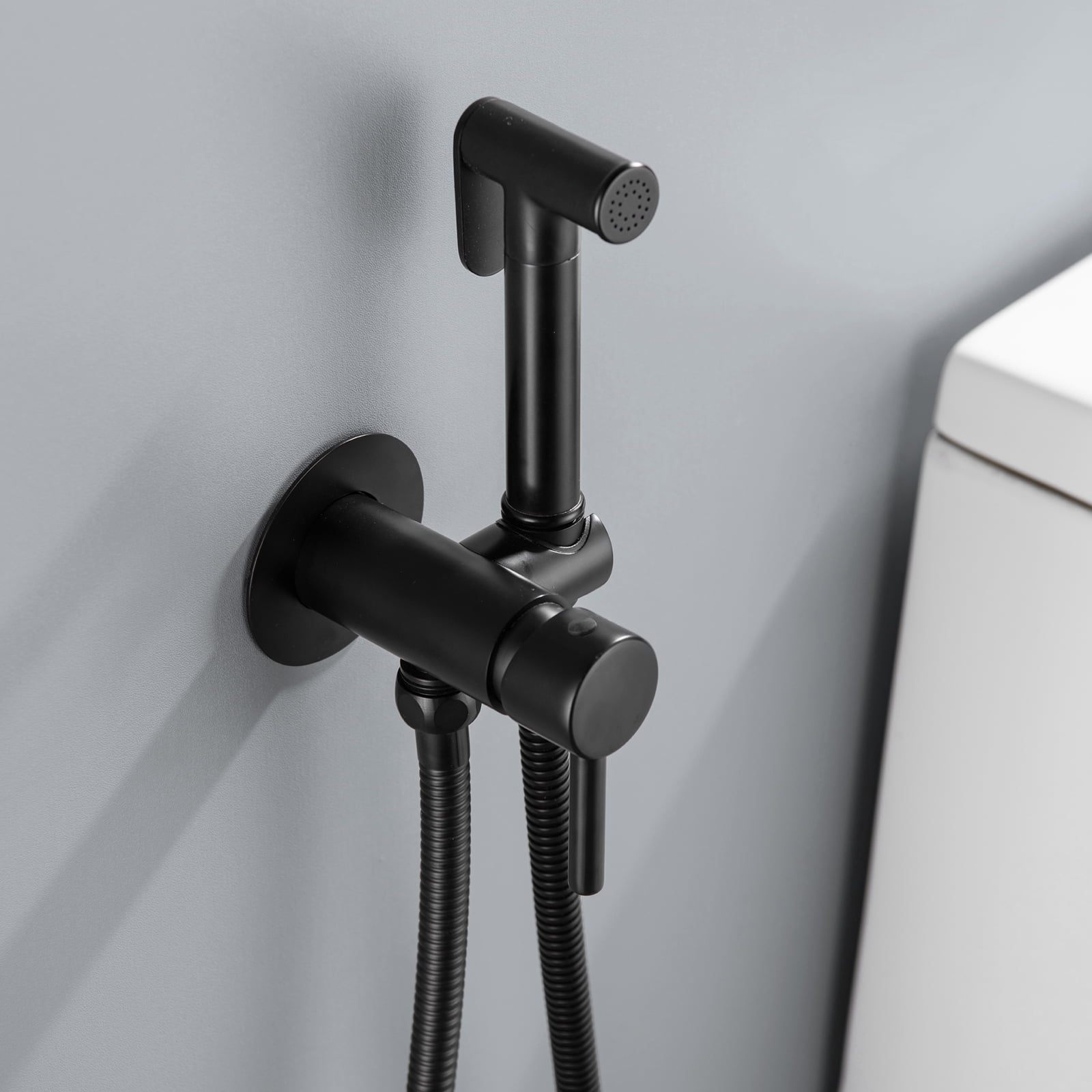 Cobbe Wall Mounted Adjustable Temperature  Handheld Bidet Sprayer for Toilet Bathroom Toilet Bidet Attachment for Wash Matte Black