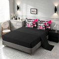 thumbnail image 4 of Manfei Abstract Geometric Twin Bedding, Watercolor Artwork Bedding Comforter Set, Pink, Black and White, Black Reversible 7pcs, 4 of 6