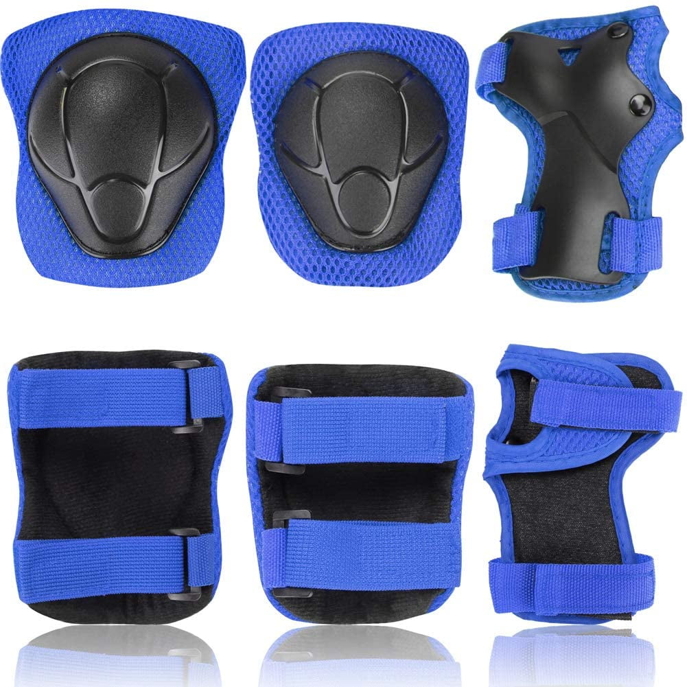 KAMUGO Helmets for Kids Set, Kids Safety Helmet and Sport Knee and Elbow Pad ,Blue