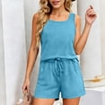 thumbnail image 6 of Matching Sets Women Clothing Casual Crew Neck Sleeveless Tank Top and Shorts with Pocket Summer 2 Piece Travel Outfits, 6 of 7