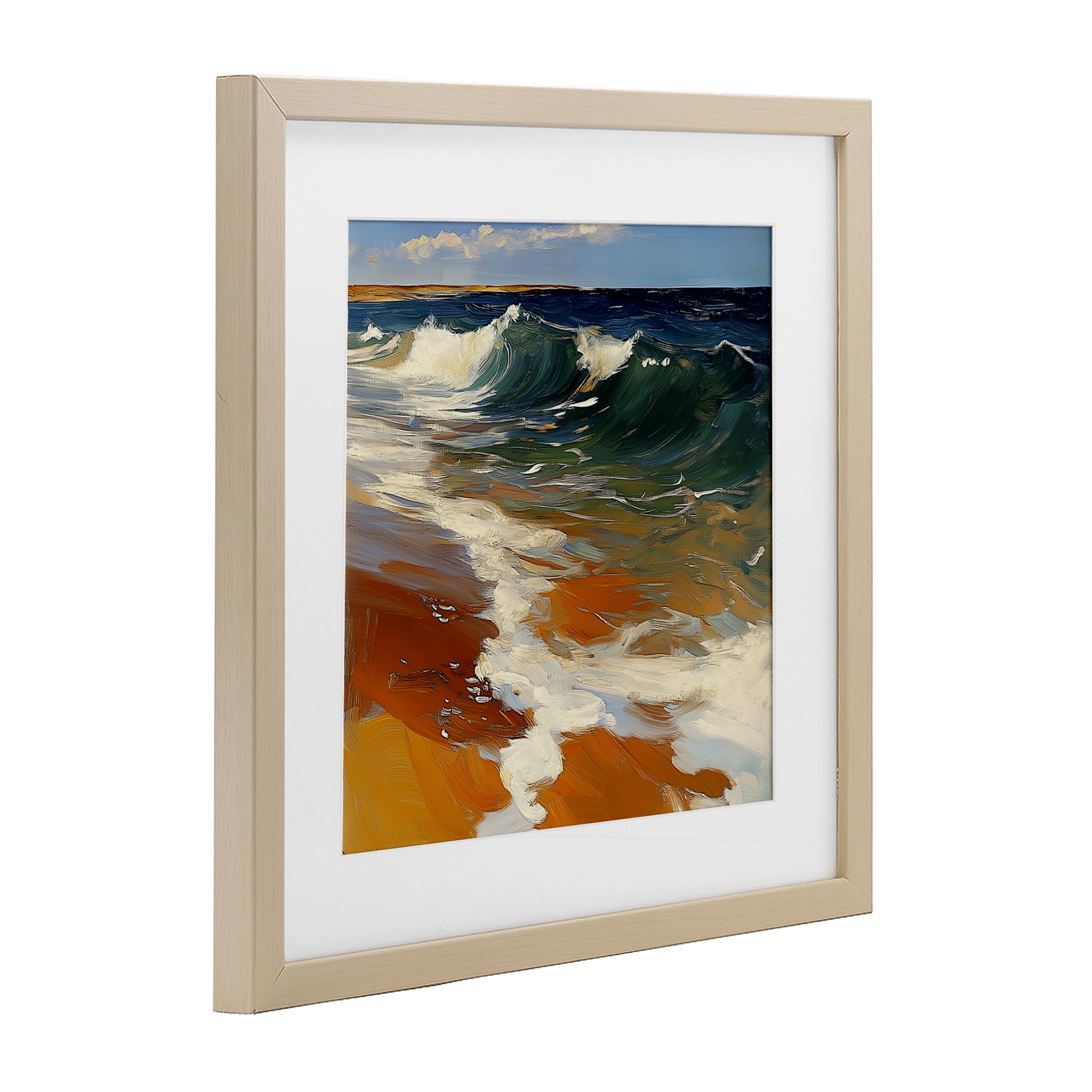 Stupell Industries Glassy Ocean Waves Break Birch Framed Print Under Glass, design by Walker Noble