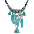 thumbnail image 1 of pitrice Vintage Bijoux Turquoise Pompons Choker Bohème Déclaration Collier Vert, 1 of 9
