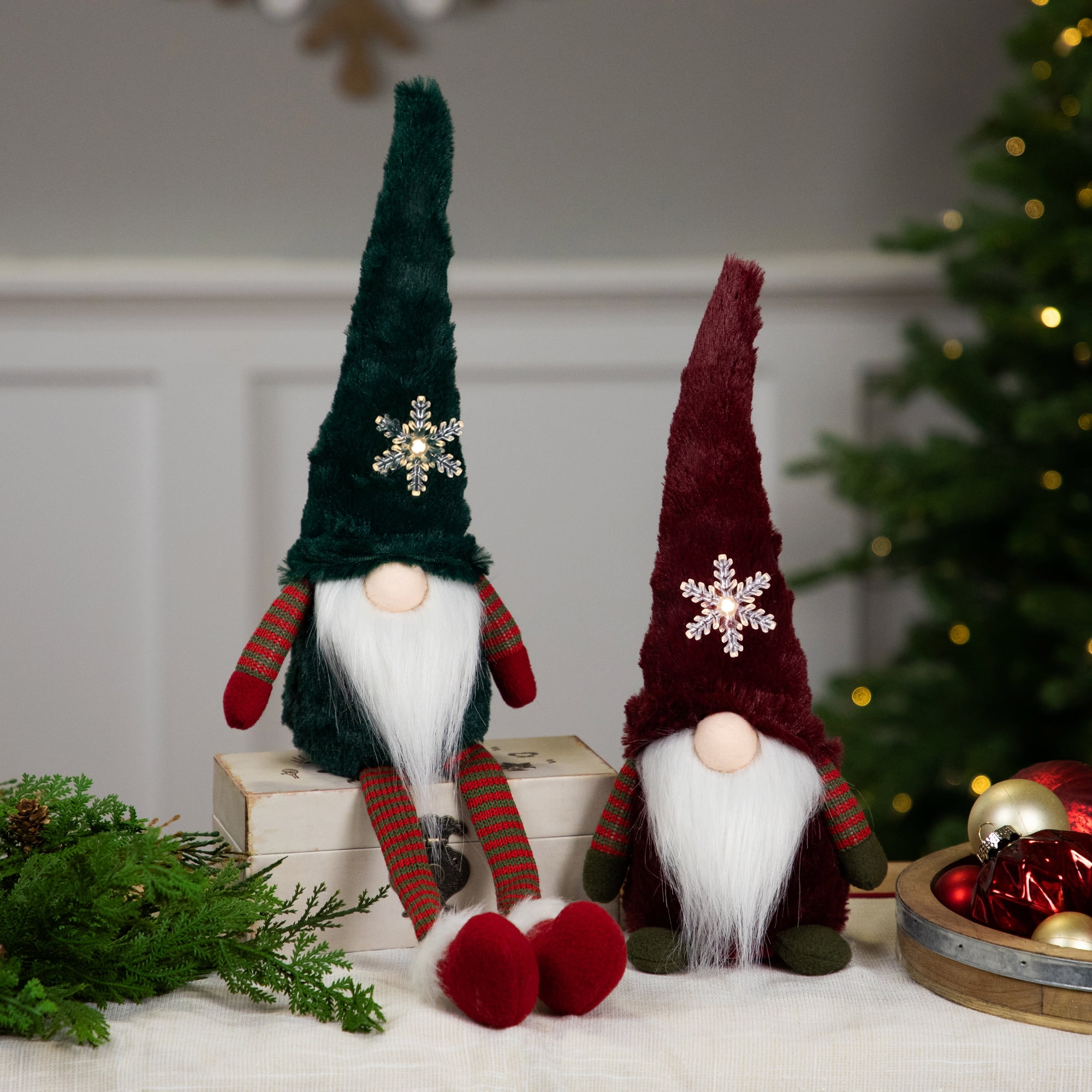 Northlight LED Lighted Gnome with Snowflake Christmas Figure - 13" - Burgundy Red