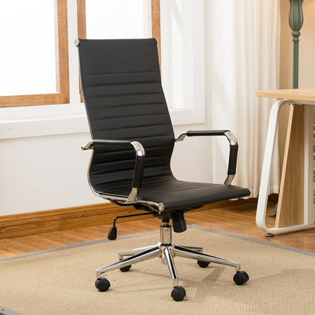 belleze office chair executive ribbed leather upholstered swivel conference modern furniture chairs overstock desk walmart computer