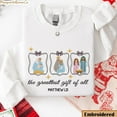 thumbnail image 2 of Embroidered The Greatest Gift Sweatshirt, Christian Christmas Sweater, Nativity Scene, Religious Faith Based Shirt, Birth Of Jesus Pullover, 2 of 5