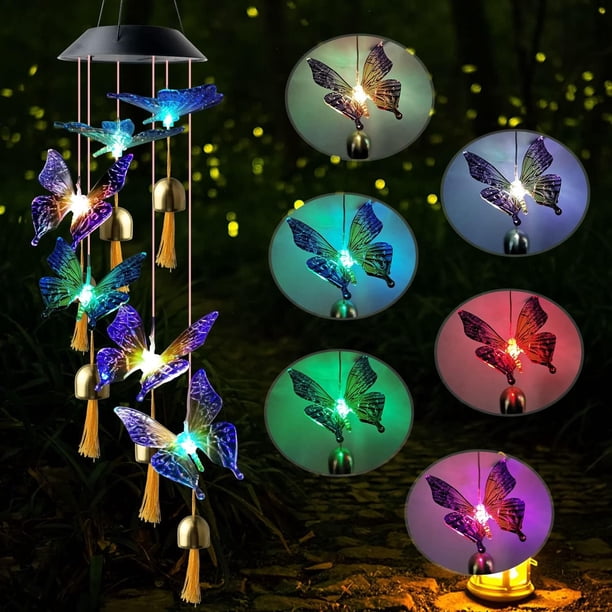 Campanas de viento solares de mariposa, mamá/papá/mujer amiga/esposa y hermana. Decoración de patio, regalo de jardinería, regalo de cumpleaños, decoración de patio