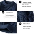 thumbnail image 7 of Men's Crew Neck Cable Knit Sweater Long Sleeve Relaxed Fit Pullover Thick Knitwear Casual Tops for Fall Winter Daily Wear Navy L, 7 of 7