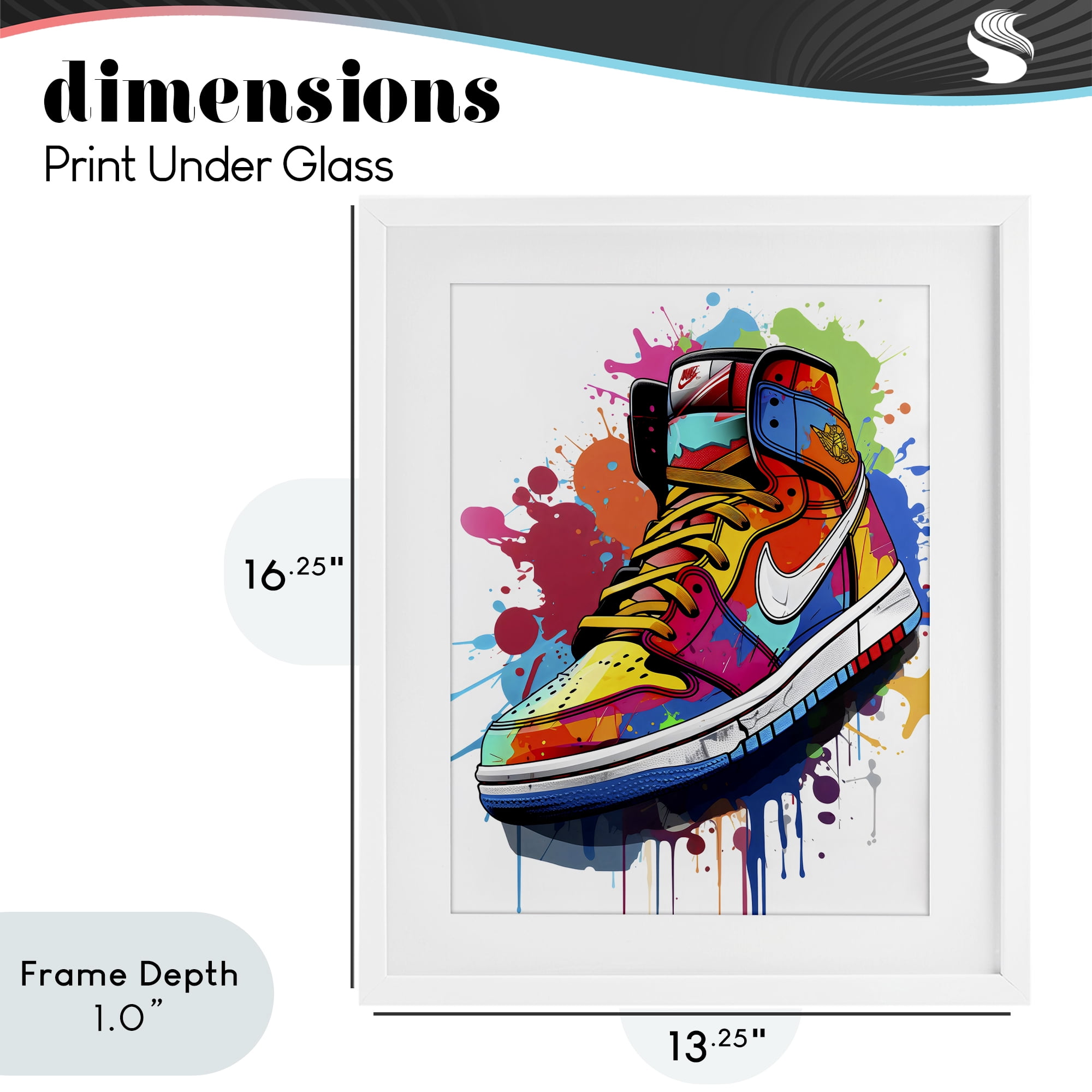 Stupell Industries Graffiti Sneaker on White White Framed Print Under Glass, design by Creative Studio