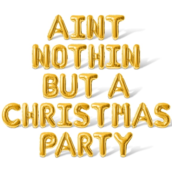 Letter Balloons - AINT NOTHIN BUT A CHRISTMAS PARTY 16" Inch Alphabet Letters Foil Mylar Balloon Christmas Party Banner (Gold)