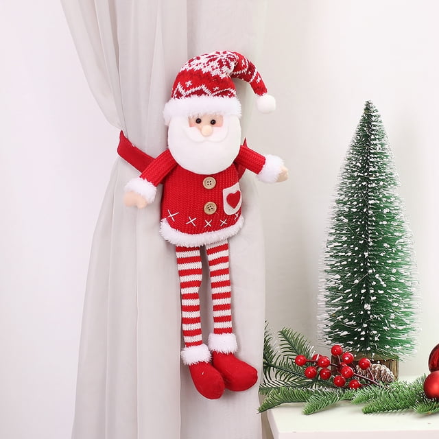 Juego de 1 alzapaños con hebilla para cortina navideña, abrazadera con hebilla de retención de Papá Noel, clip navideño, decoraciones para ventanas, decoraciones navideñas, decoración con gancho para