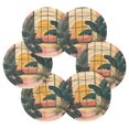 thumbnail image 7 of Yayeee 6 PCS Drink Coasters with Holder Set Woven Absorbent Round Tabletop Hot Pad, Pink Sunset, 7 of 7
