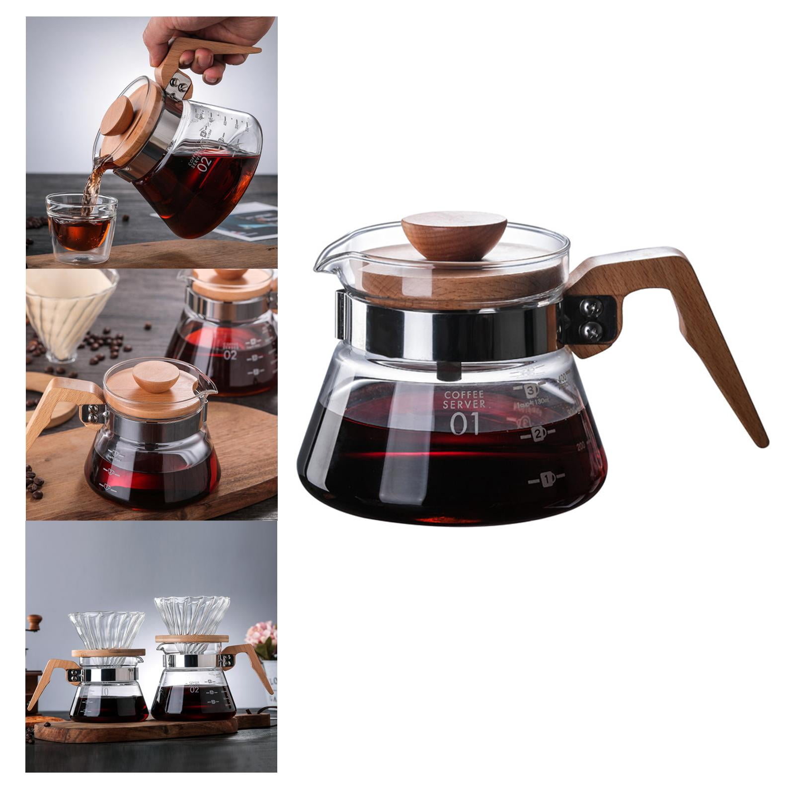 Clear Coffee Pot V60 Wood Handle Coffee 