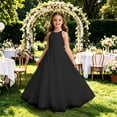 thumbnail image 2 of Bmisegm Girls Dresses Halter Neck Sleeveless Ruched Bodice Wide Waist Long Tiered Tutu Skirt Formal Occasion Girls' Dresses 4-5 Years, 2 of 5