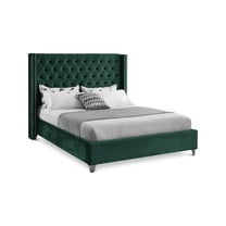 Aiden Green Velvet Full Bed-Color:Green Velvet,Style:Contemporary