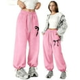 thumbnail image 2 of Kids Girls Sweatpants Straight Leg Jogger Pants With Pockets Loose Fit Youth Pink Sweatpants Girls School Sweatpants Kids Girls Outfits Size 8-9 Years, 2 of 4