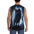 thumbnail image 4 of Kdxio Night Scene of Wolves for Men's Muscle T-shirt,Sleeveless for Workout Running Athletic Gym Lounge Casual, 4 of 7